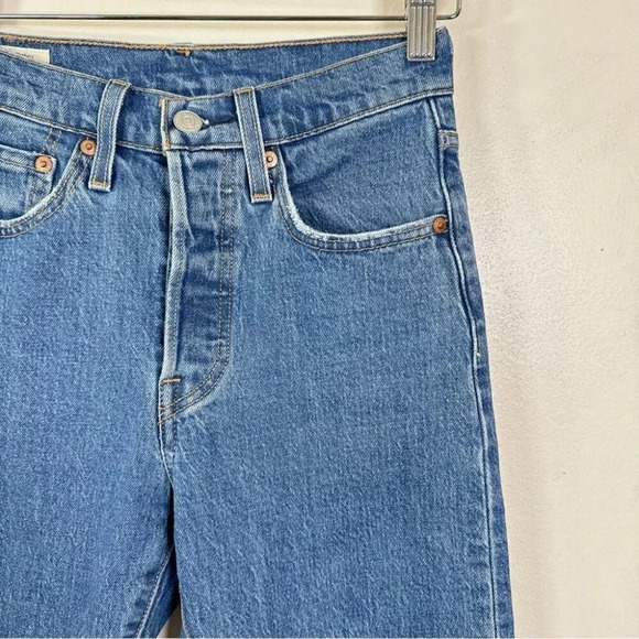 Levi's Womens Size 24x28 501 Skinny Jeans In Jive Tides Fay Hem - Picture 5 of 16